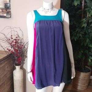 Hurley Color Block Silk Dress with Side Pockets!